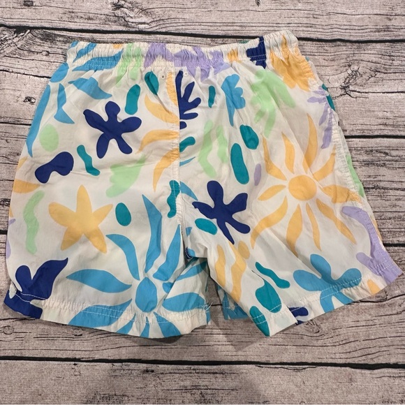Zara Graphic Print Swim Trunks in Blues, Yellow & Lavender, Mesh Lining Size 10 - Picture 6 of 6